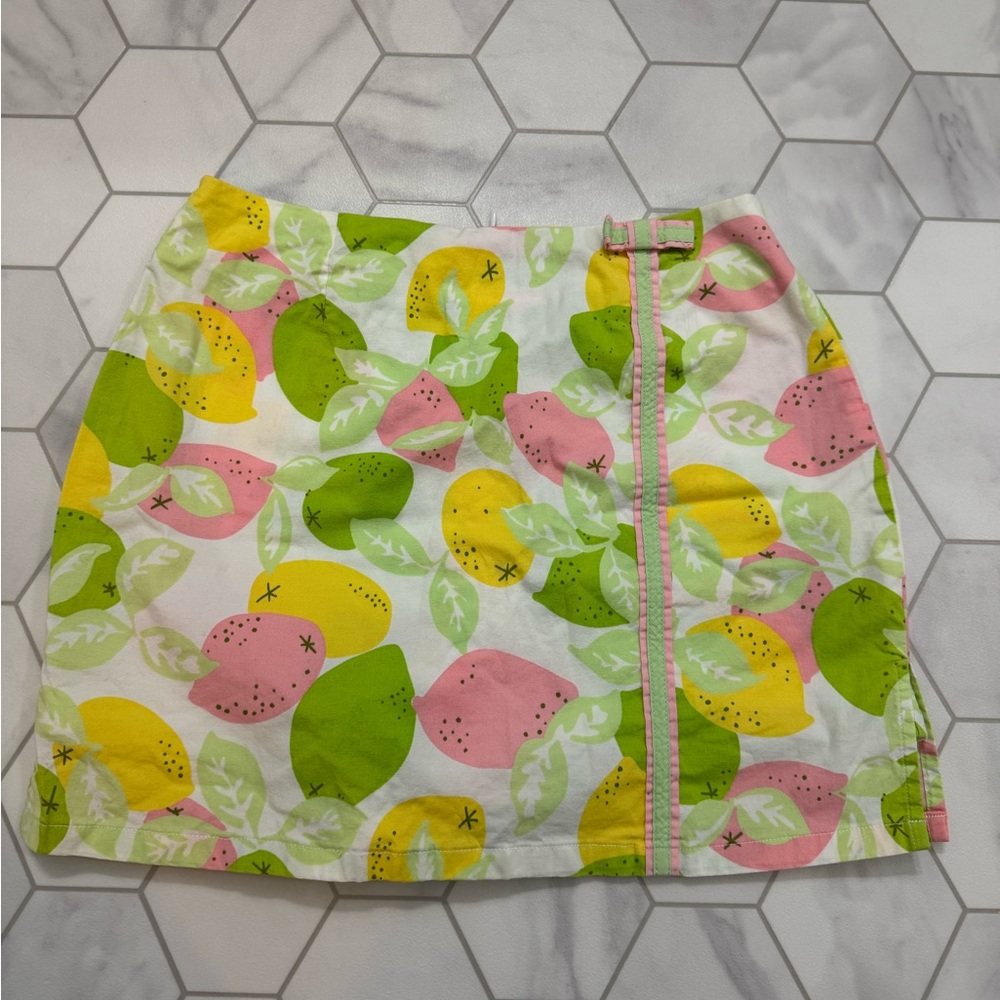 Lilly Pulitzer white label Pink and Yellow Fruit Print Mini Skirt